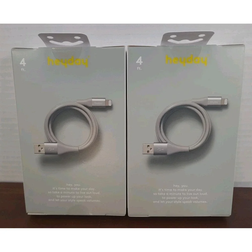 Set Of 2 Heyday 4 Foot USB-A Fast Charging Cable iPhone & IPad